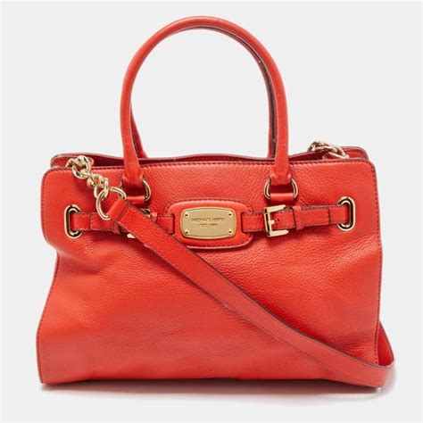 michael kors east west hamilton red|MICHAEL Michael Kors Red Leather East West Hamilton Tote.